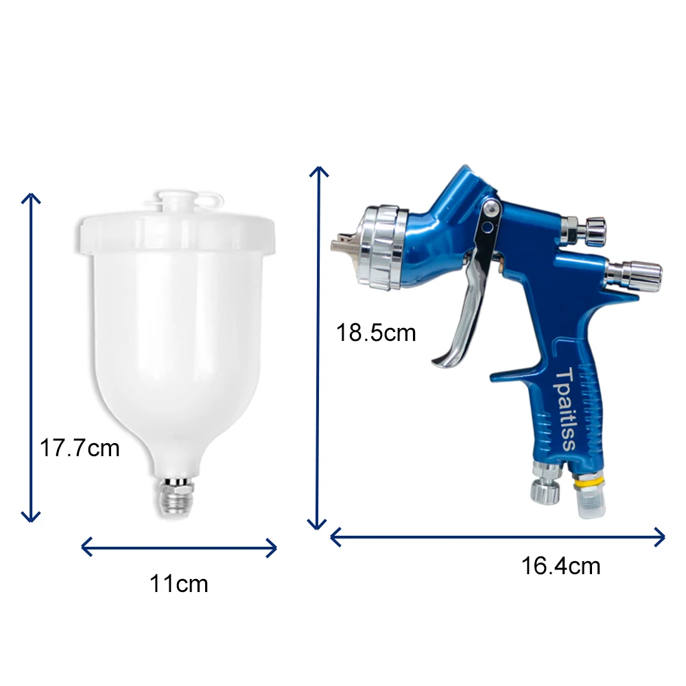 TE20 Car Spray Gun Hvlp Tool Spray Gun with 1.3mm Nozzle and 600ml spray cup Gravity paint supply for Automobile painting work