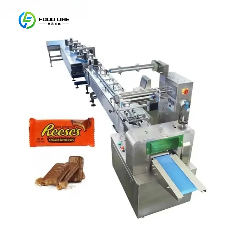 Economical Automatic Cake Chocolate Horizontal Packing Line Candy Protein Chocolate bar Flow Packaging Machine