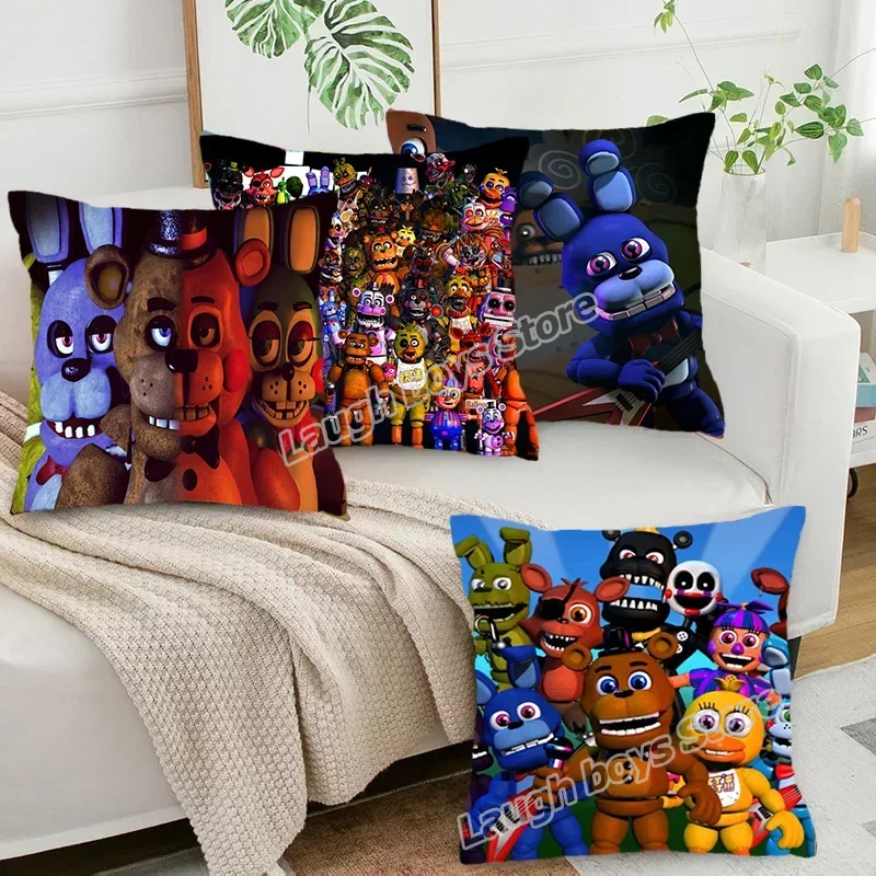 FNAF-Five Nights at Freddy\'s Square Pillowslip Plush Cushion Fronha, Anime Home Bedroom Decoration, Kids, Boy, Girl, Birthday Gift