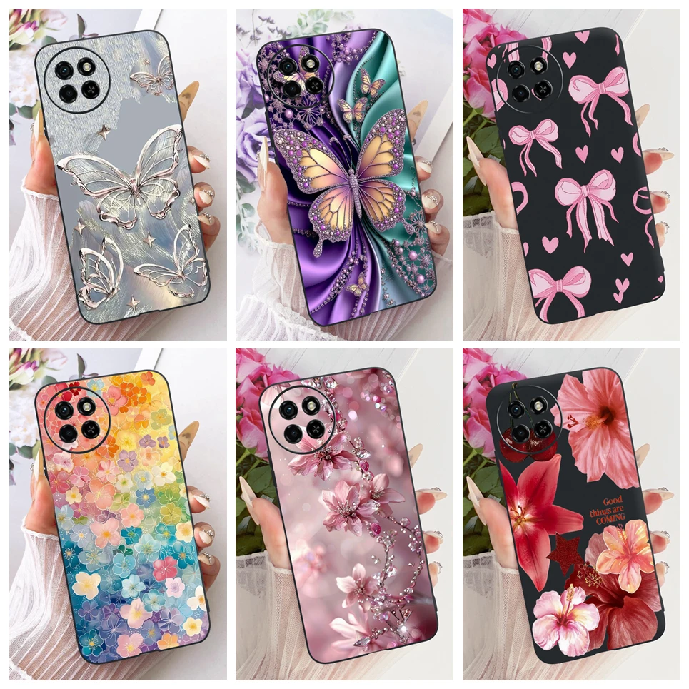 ل Tecno Spark 30 Pro 4G / Spark 30 30C 5G جراب هاتف ملون فراشة زهرة المرأة لينة سيليكون غلاف ماتي الغطاء الخلفي #1