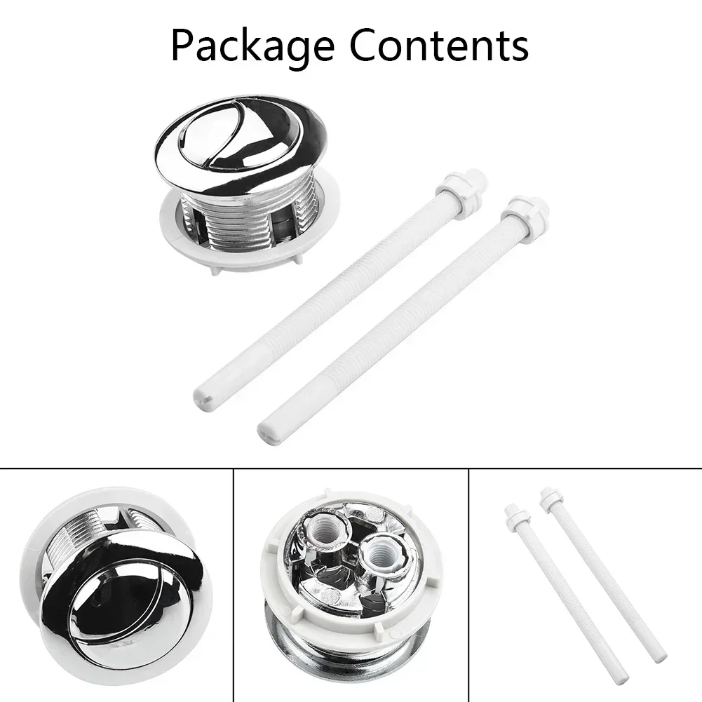 38/48/58mm Dual Push Button Flush Toilet Water Tank Double Crescent Shape 2 Rods