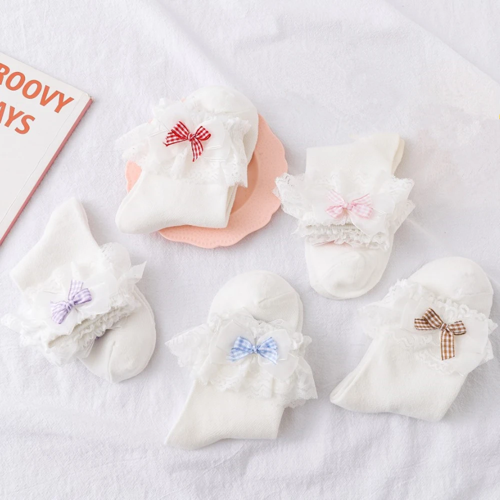 5 أزواج الجوارب النسائية البكر جميل لوليتا الدانتيل جورب قصير الصيف لطيف الحلو كشكش الانحناء القطن جورب الأميرة Kawaii تنفس