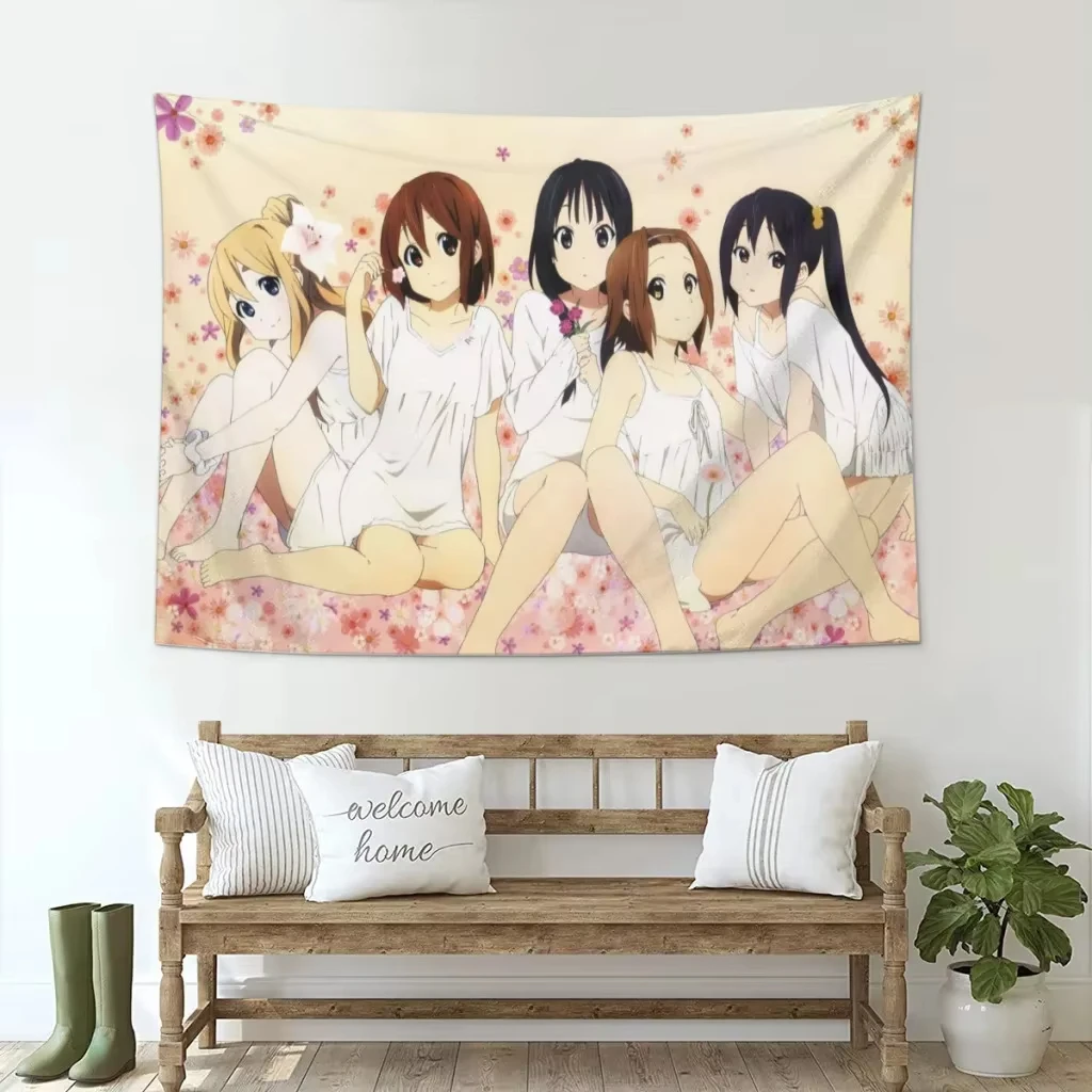 اليابان Kawaii جديد K-ON! أنيمي نسيج جدار الكرتون صورة خلفية معلقة جدار غرفة ديكور الجمالية المفروشات الزخرفية المنزل