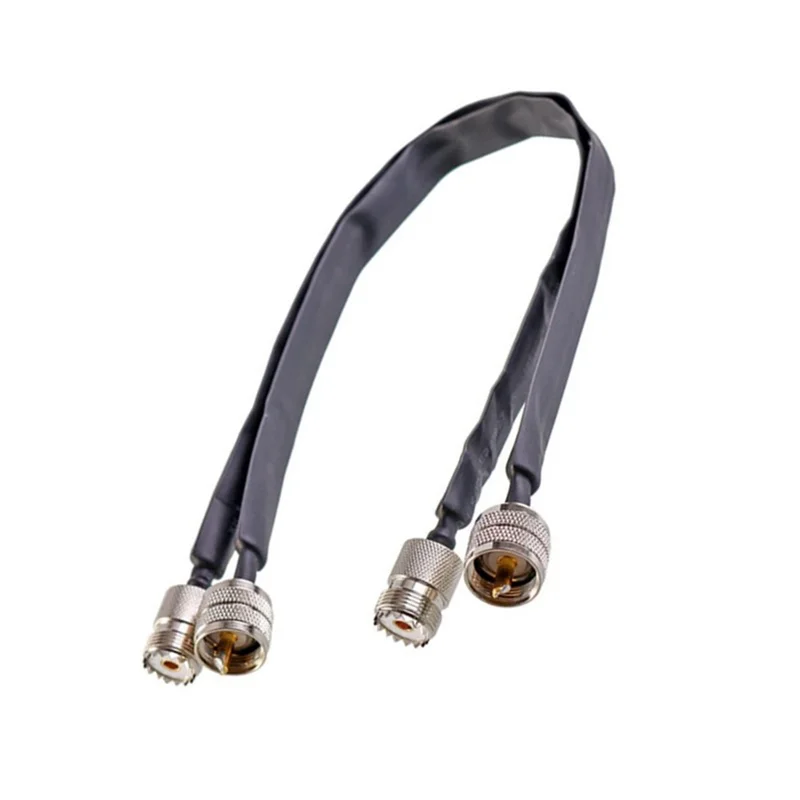 Window/Door Pass Through Flat RF Coaxial Cable SO239 UHF Female to UHF Female 50 Ohm RF Coax Pigtail Extension Cord,40cm