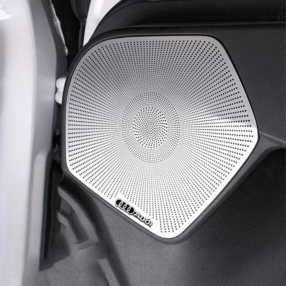 4Pcs Aluminum Car Audio Speaker Badge Stereo Emblem Sticker For Audi A1 A2 A3 A4 A5 A6 A7 A8 Q5 Q7 C8 B8 C6 Quyttro Sline RS Q2 view 3