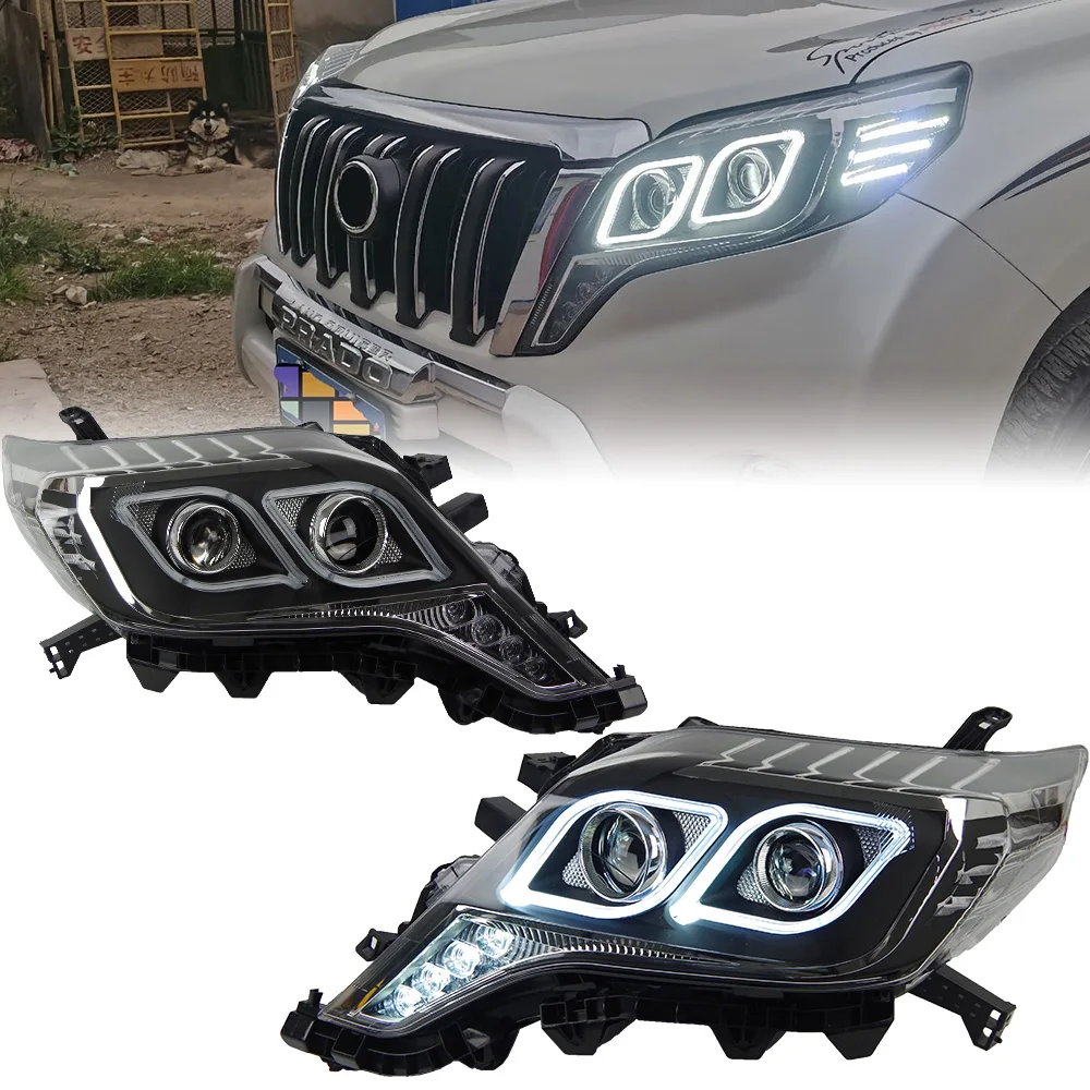 Headlights For Toyota Prado 2013-2017 Lander Cruise DRL Day Running Light LED Bi Xenon Bulb Fog Lights LC150 Tuning Car