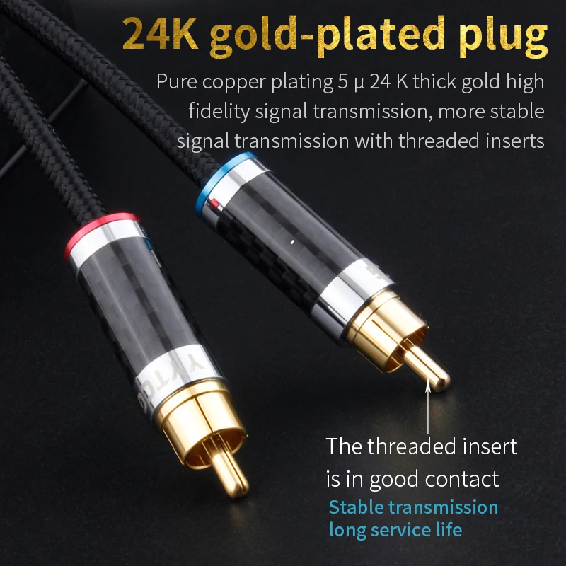 3.5mm Aux Jack to 2 RCA Audio Cable OFC Silver Plated 24K Gold Plated Aux to Rca HIFI Stereo for amplifier Mobile Phone Computer