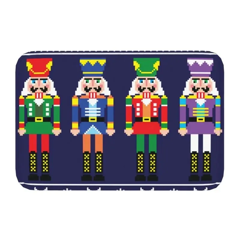 Nutcracker Doll Floor Door Kitchen Bath Mats Anti-Slip Indoor Christmas Soldier Toy Doormat Garage Entrance Rug Carpet
