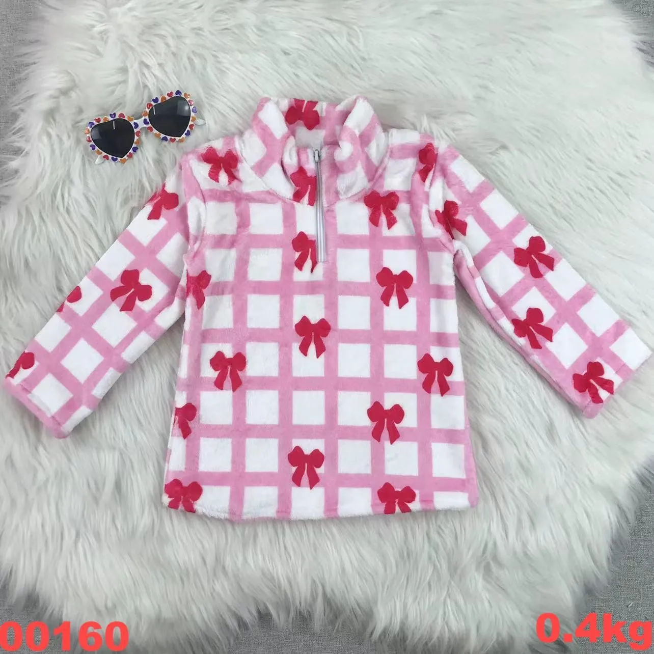 Warm Valentines Day bow pink girl baby clothes long pure cotton cold-proof childrens long-sleeved tops jackets