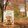 Heyfibro Hello Fall Highland Cow Garden Flag 12x18 Double Sided Burlap, Autumn Floral Pumpkin Yard Banner for Farmhouse Than jjp