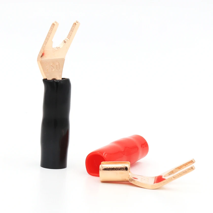 

Audiocrast 8pcs Y Fork Speaker Spade Amp Cable Connectors Rose Gold Plated for Enhanced Signal Transmission