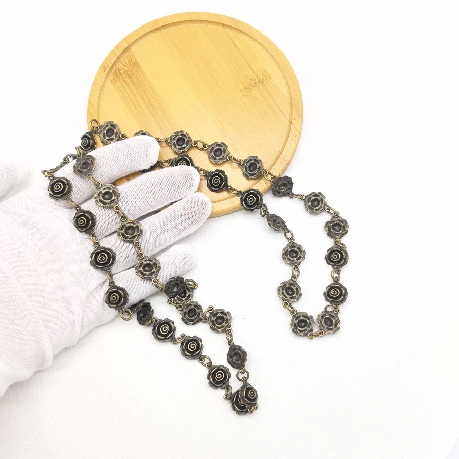 1Meter Bronze Metal Necklace Chains Rose Flower Bulk Fit Bracelets Findings Link Chain For Jewelry Makings Extension Chain 30426