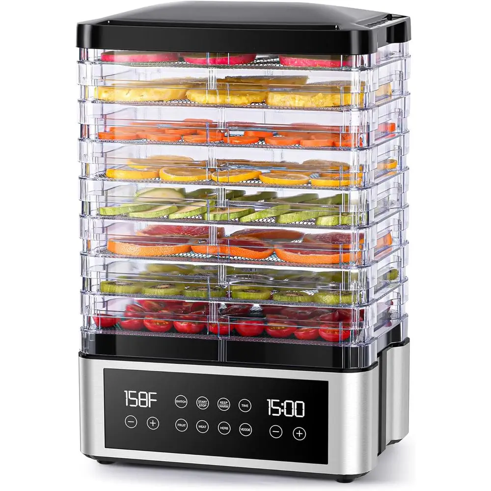 

Digital Food Dehydrator with Stainless Steel Trays, 48H Timer, Temperature Control for Jerky, Fruit, Veggie, Meat, Herbs, Dog Tr