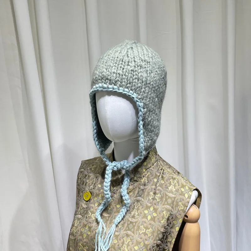 

Winter Knit Earflap Hat Women Warm Beanie Ushanka Trapper Hat Fashion Aviator Cap Outdoor Ski Hiking Travel Streetwear Casual