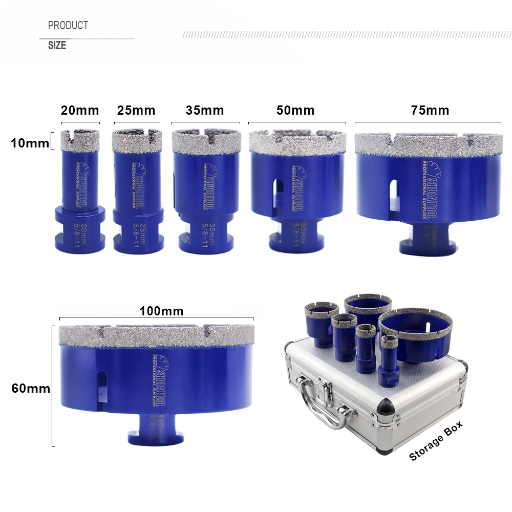 Imagem -06 - Shdiatool-diamond Broca Core Bit Buraco Saw Cutter Mármore Granito Tijolo Azulejo Cerâmica Concreto M14 811 20 25 35 50 75 100 Milímetros Peças