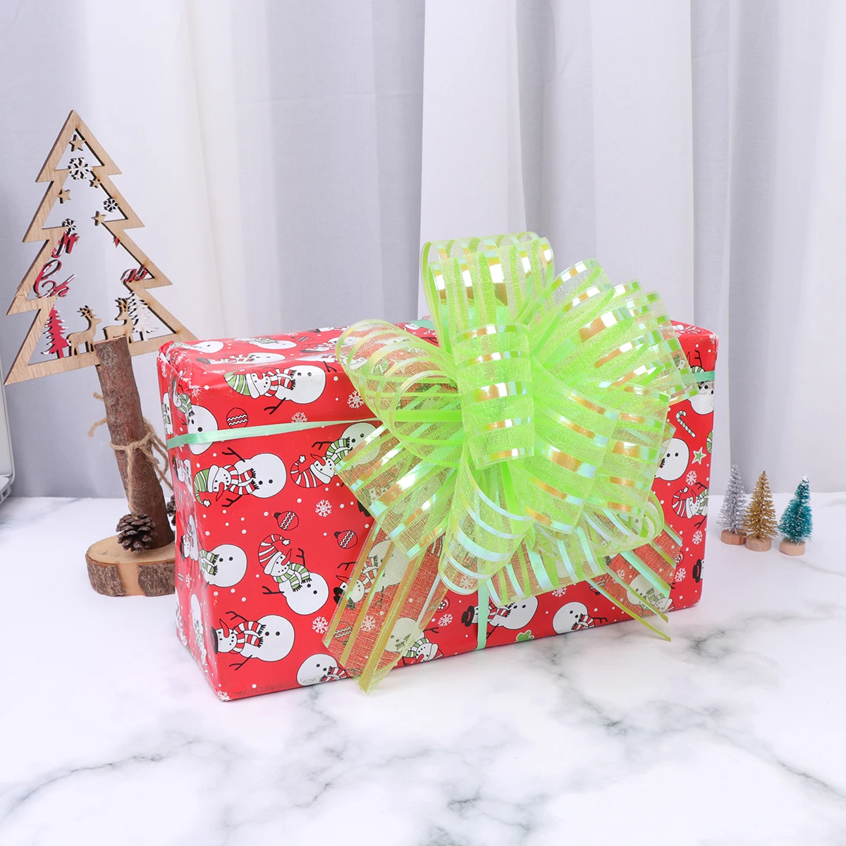 

10pcs Yarn Pull Wedding Party Gift Ribbon Bows Light Green Thickened String Bows For Christmas Tree Wine Bottle Decoration Favor