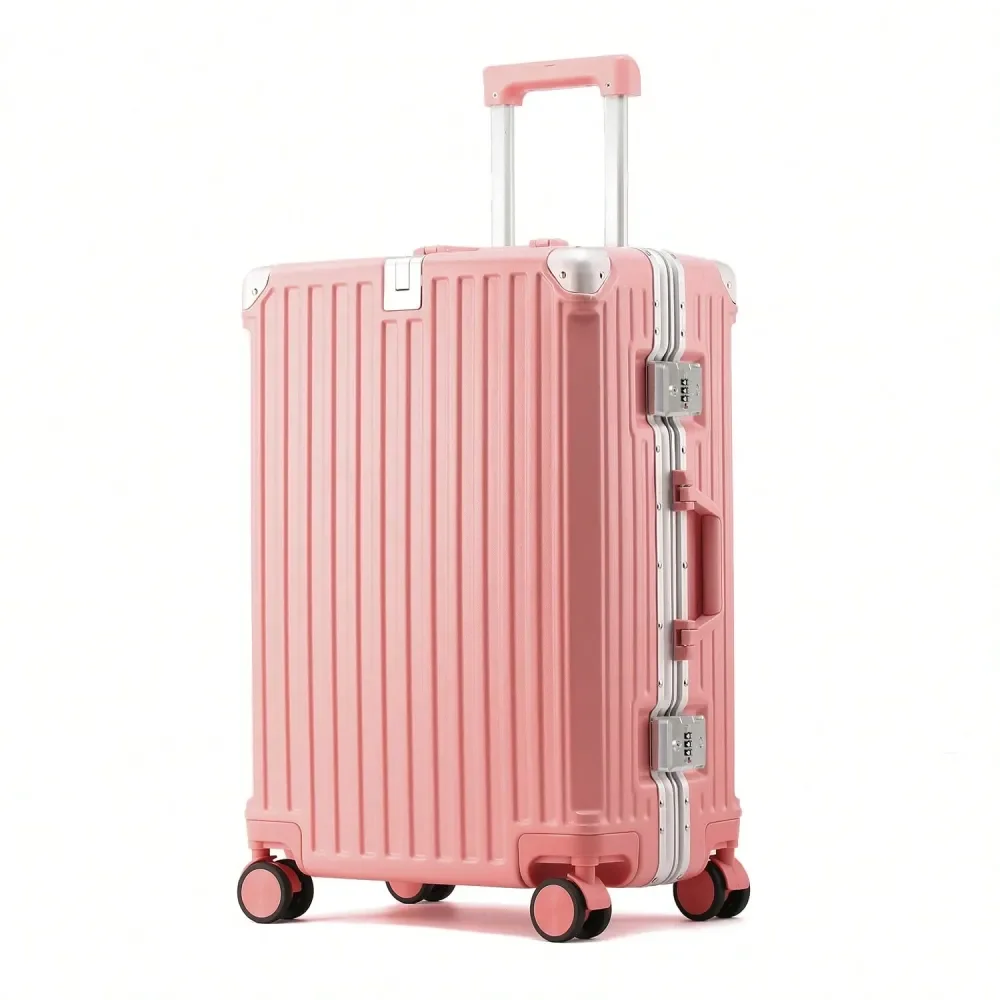 

20-дюймовый стильный чемодан из алюминиевого сплава с USB-портом, бесшумными колесами и надежным кодовым замком, идеально подходит для дальних поездок