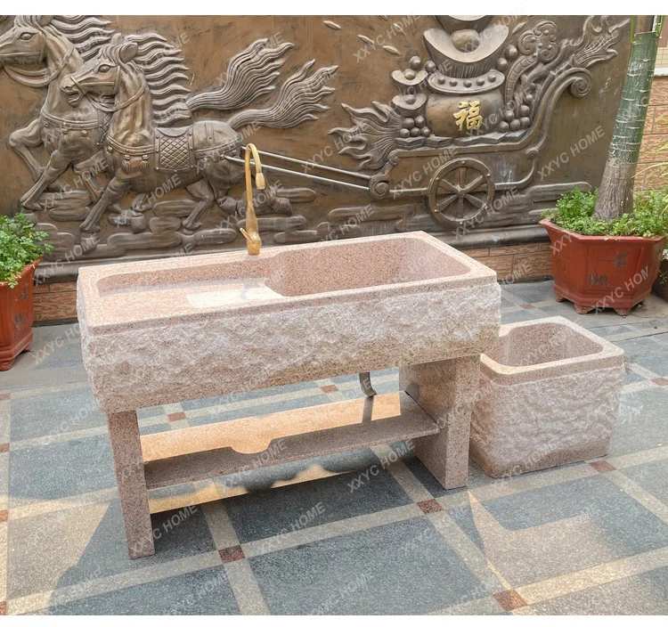 

Stone laundry pool Balcony Floor-to-ceiling integrated outdoor courtyard with washboard for home use