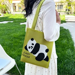 Cute panda pattern women's knitted tote shoulder bag Shopping bag Mom bag leisure shopping shopping holiday