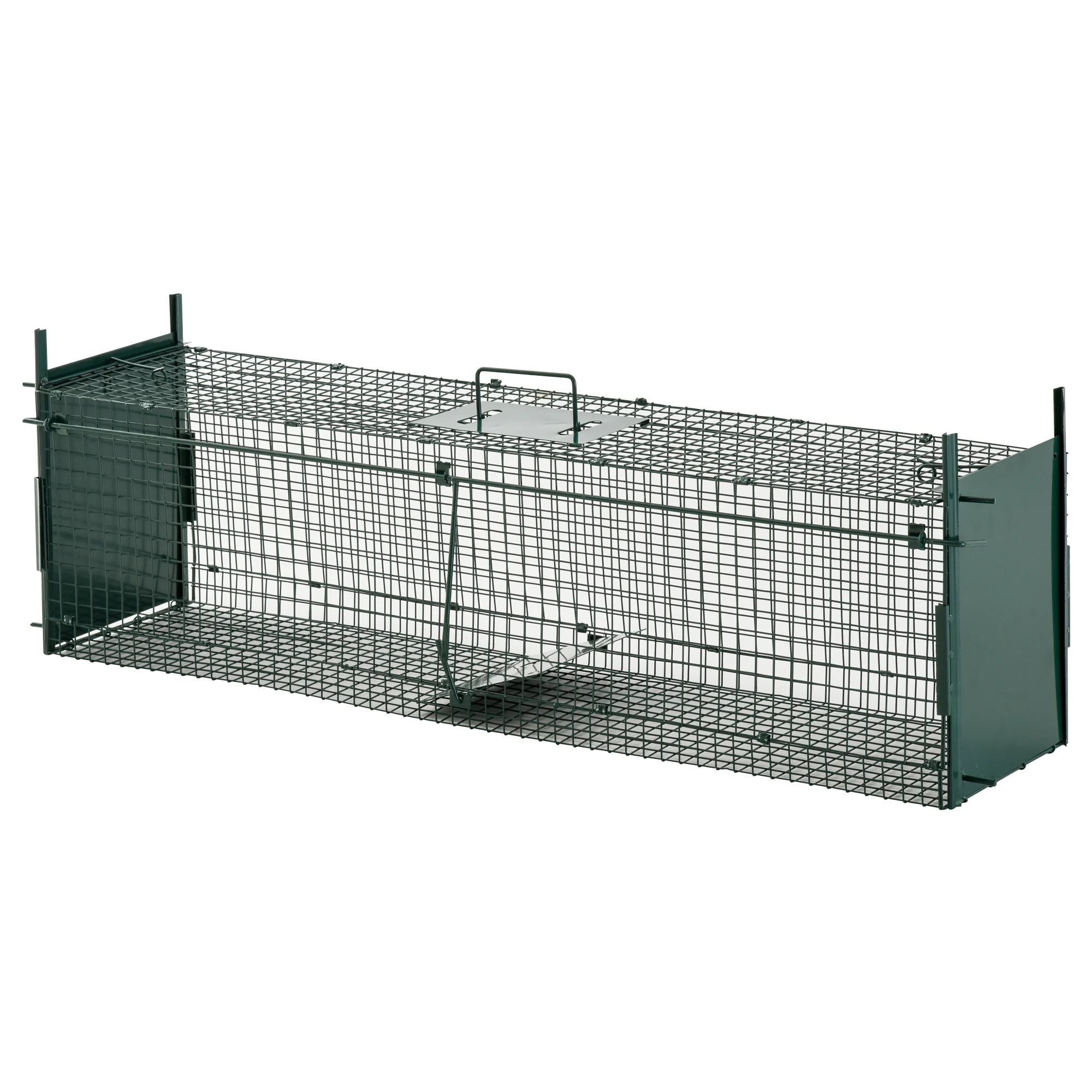 PawHut trap for catching live animals with 2 doors handle 100x25x28 cm Green