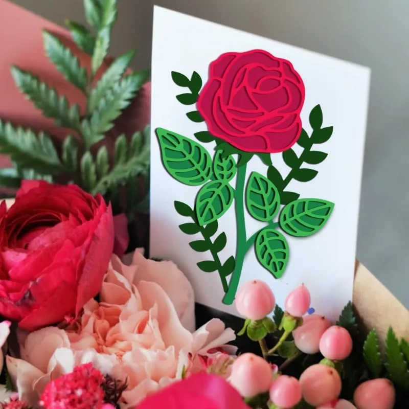 1pc Rose Flower Metal Die Cuts Flower Leaf Cutting Dies Cut for DIY Craft Handmade Embossing Scrapbooking DIY Card Crafts Making