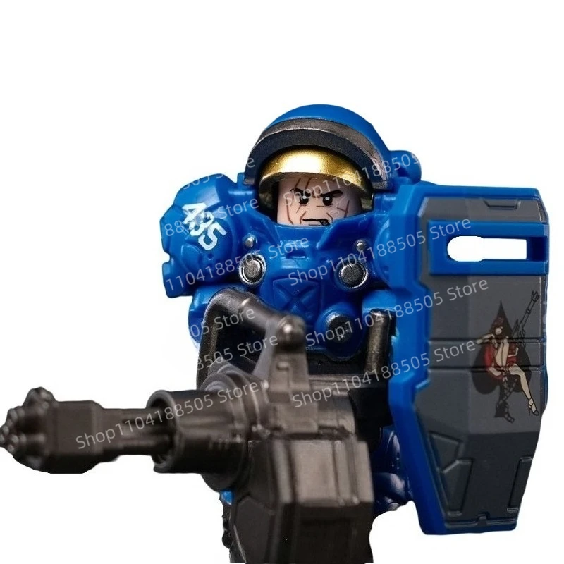 MOC Third-party Hegemony Marine Machine Gun Soldiers Building Blocks Dolls Assembled Toys Around Gift Ornaments