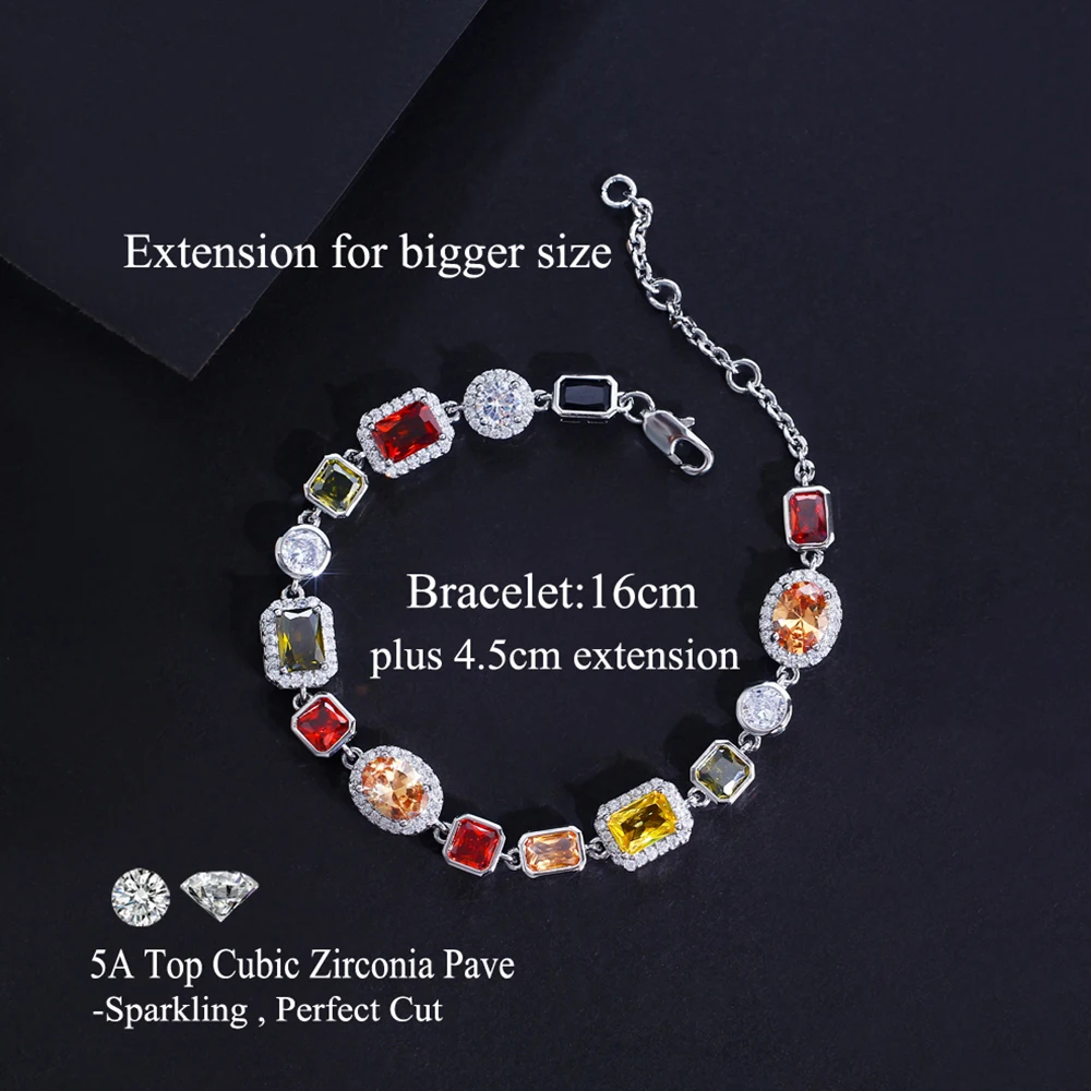 BeaQueen Bohemian Geometric Multi Color Cubic Zirconia Stone Bracelets for Women Trendy Dancing Party Jewelry Accessories B161
