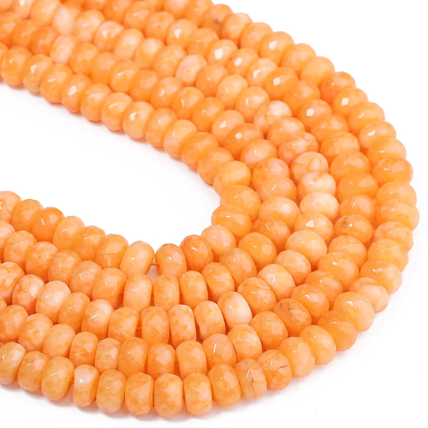 Wholesale Orange White Jade Stone Beads 8x5mm Faceted Abacus Shape Beads For Jewelry Making Diy Charms Jewelry Accessories