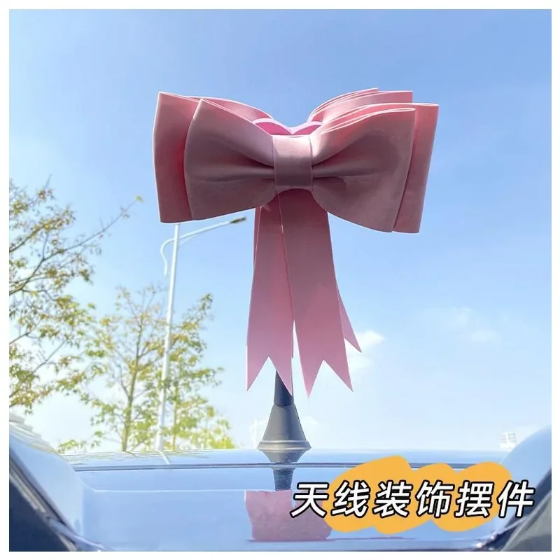 Cartoon Anime Pink Bowknot Car Roof Decoration Kawaii Automotive Exterior Accessories Cute Adhesive Roof Decoration Girl Gift