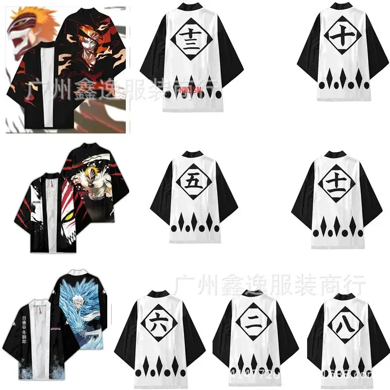 Anime Bleach Gotei 13 Division Captain Cloak Cosplay Costume Cape Kyoraku Shunsui Shinigami Attire Thousand-Year Blood War Men