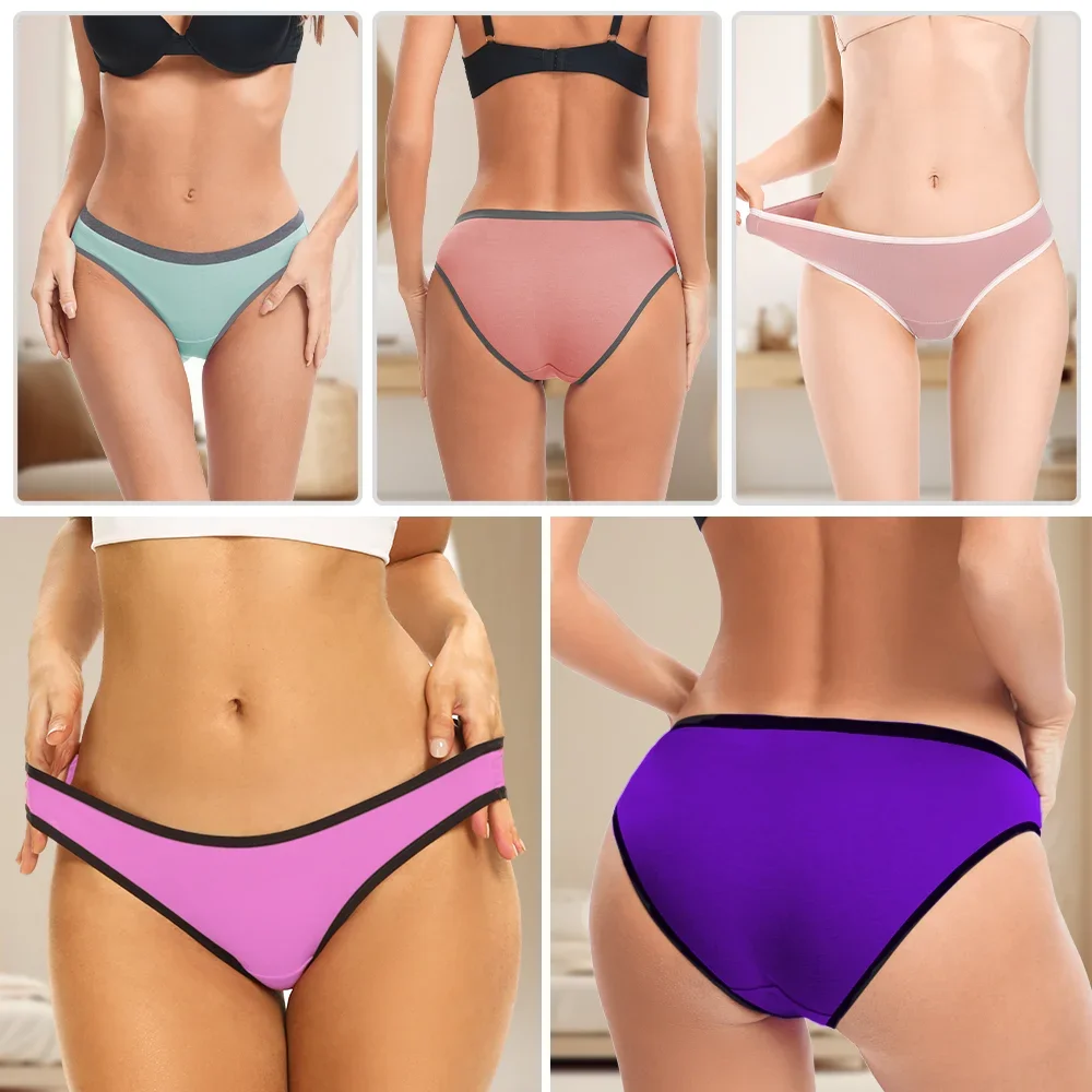 Women\'s Hi-Cut Bikini Panties Soft Stretch Cotton Underwear Comfortable Hipster Ladies Briefs 6-Pack Regular & Plus Size