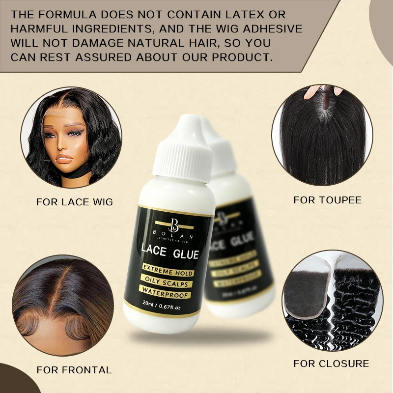 Bolan Lace Hair Gel trong Hold Glue for Wigs Hair Systems - Invisible Bonding Glue - Humidity Resistant & Water Resistant view 6