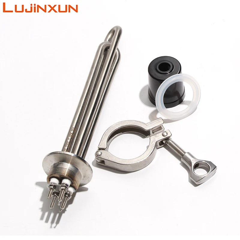 LUJINXUN 1.5” Tri-Clamp 50.5mm Brewing Heating Element 220V 304SUS Electric Immersion Water Heater Tube 1.5/2.5/3.5/5.5KW 1PC