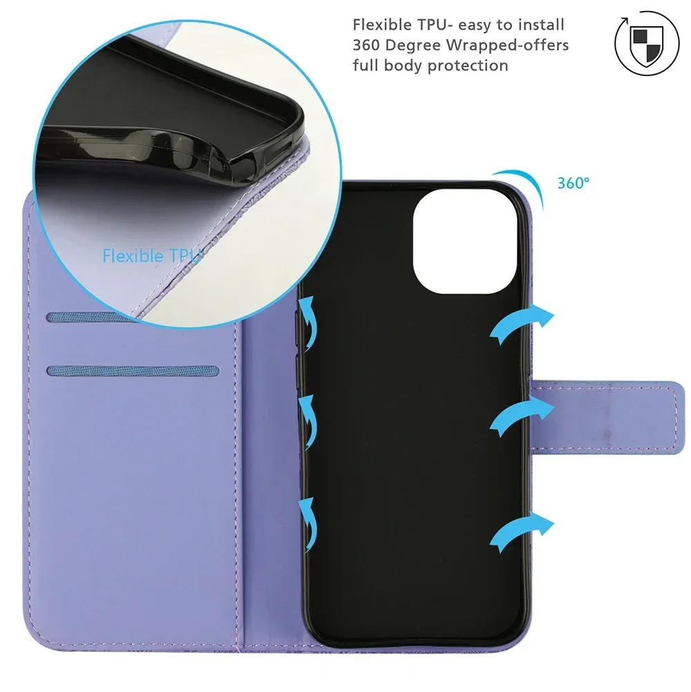 Wallet Embossing Flip Leather Case For Apple iPhone 15 Pro Max 14 Plus 13 Pro 12 mini 11 Pro Max Phone Back Cover