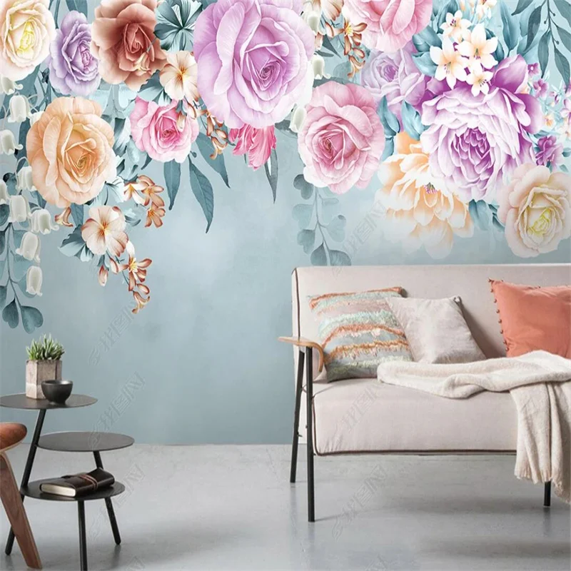 

Nordic Ins Flowers Blooming Flowers Interior Decoration Wall Paper 3D Living Room Bedroom Romantic Floral Mural Wallpaper