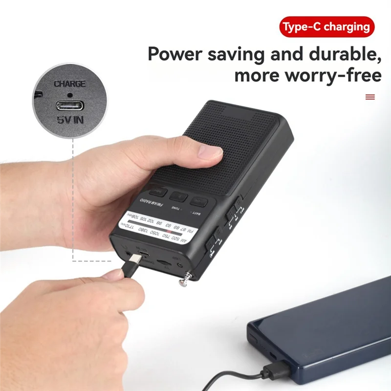 Ingenious-Mini Pocket FM AM Radio Portable Rechargeable Radios With LED Flashlight Support 3.5Mm Headphone TF Card