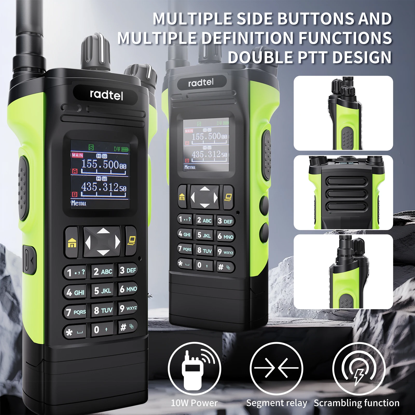 Imagem -05 - Radtel-walkie Talkie Portátil de Longo Alcance Rádio de Radioamã Dual Display Air Band Rádio em Dois Sentidos Cross Band tx rx R8000 136174400520mhz