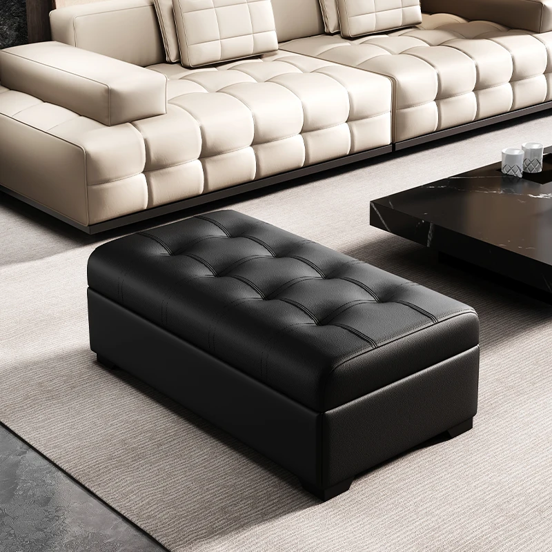 

Living room Lawrence sofa stool long strip storage ottoman low stool black square sofa concubine pedal stool