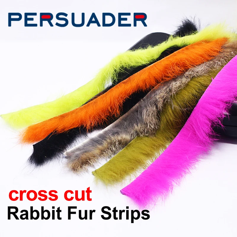 

Roll-up 1meter genuine rabbit fur strip Cross Cut Rabbit Zonker coho twitching jig hairy body wrap streamer fly tying materials