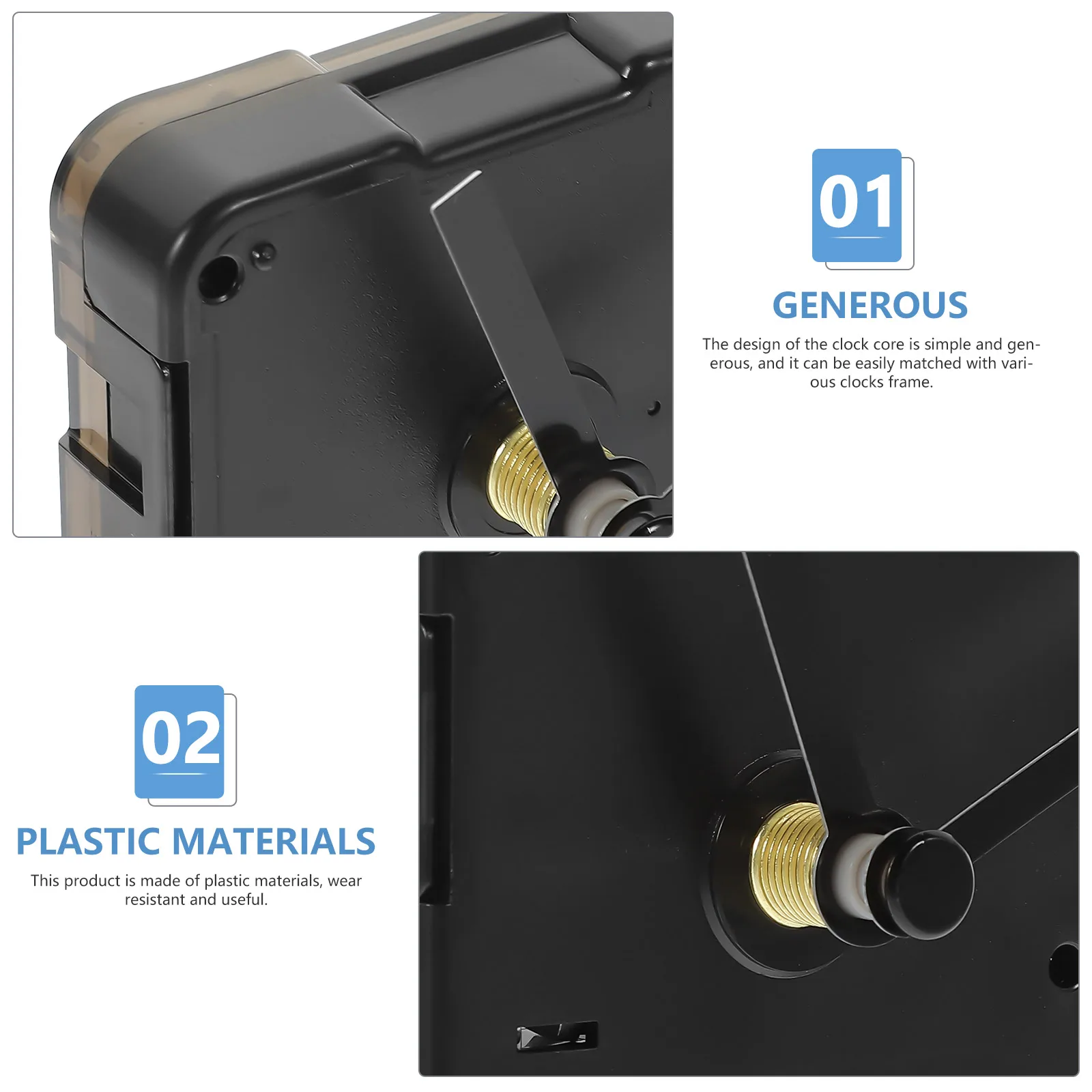 

1 Set Wall Movement Replacement Kit Operated Clock Mechanism For Diy Repair Frameless Hanging Clocks Durable Plastic