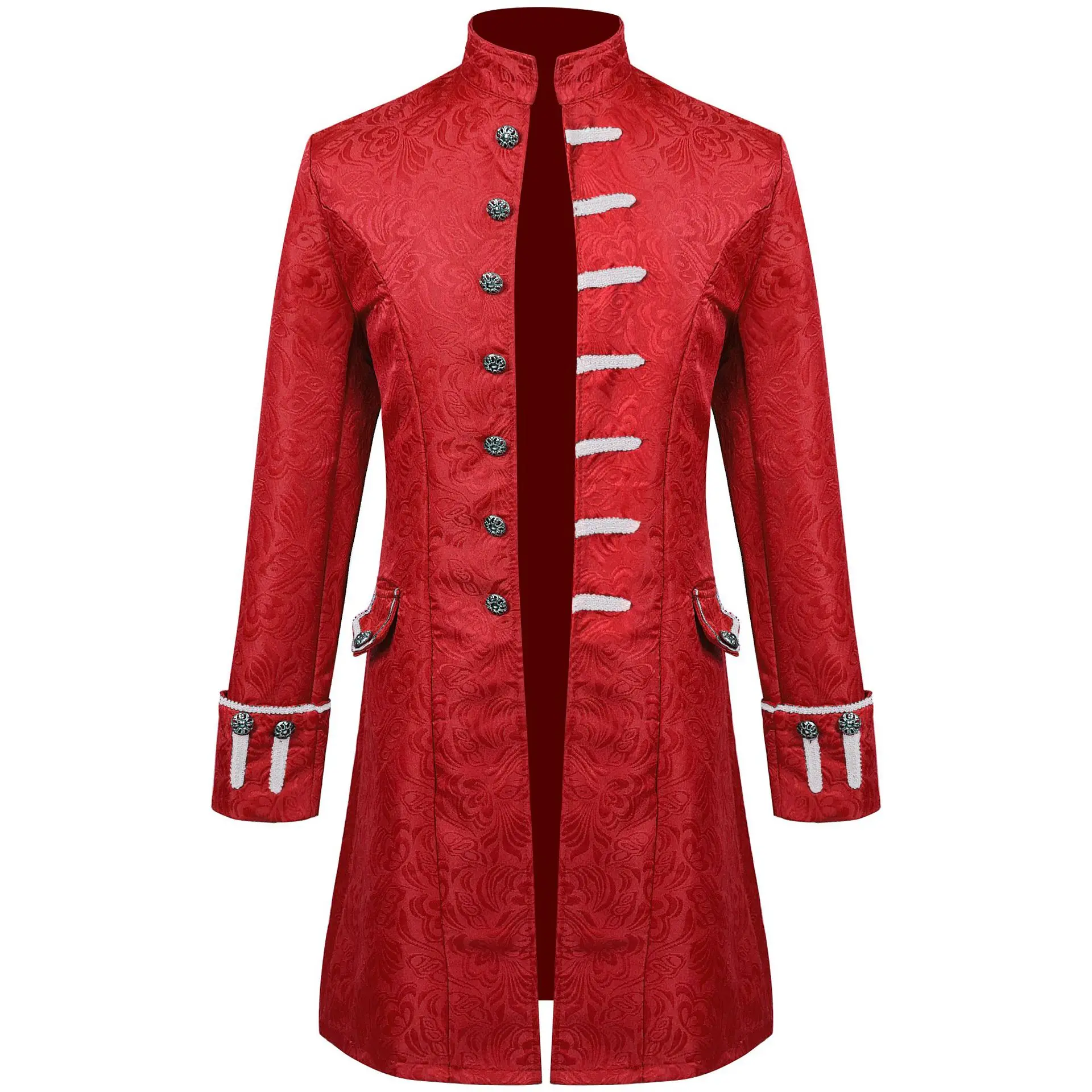 Men's Medieval Embroidered Collar Long Coat European Vintage Court Coat Halloween Party COS Performance Traditional Chinese C...