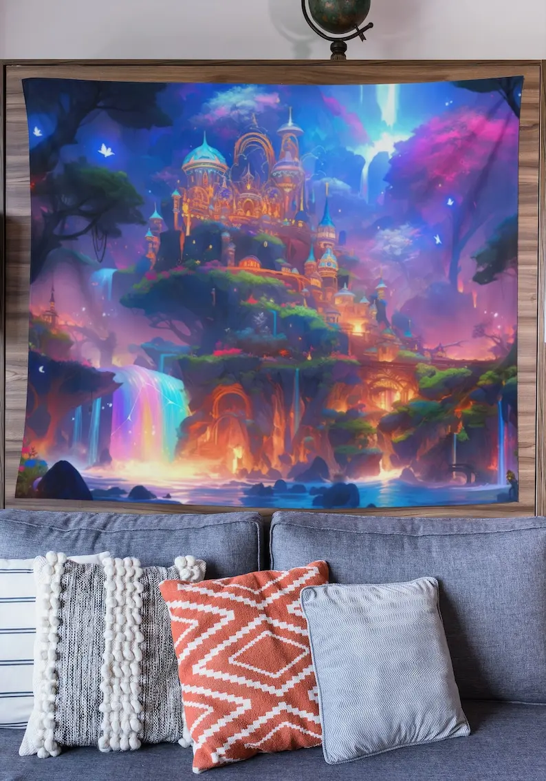Fantasy Tapestry, Otherworldly Landscape Wall Art Striking Sci-Fi Tapestry Gift, Wall Hanging for Living Room Bedroom