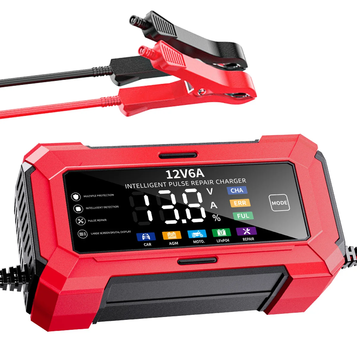 

Car Battery Charger 12V 6A Pulse Repair LCD Display Smart Fast Charge Lead-Acid Charger