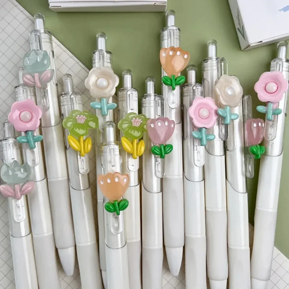 Cute Mini Flower Gel Pens Black Ink Neutral Pens Kawaii Korean Stationery Kids Gifts Writing Tools School Office Supplies