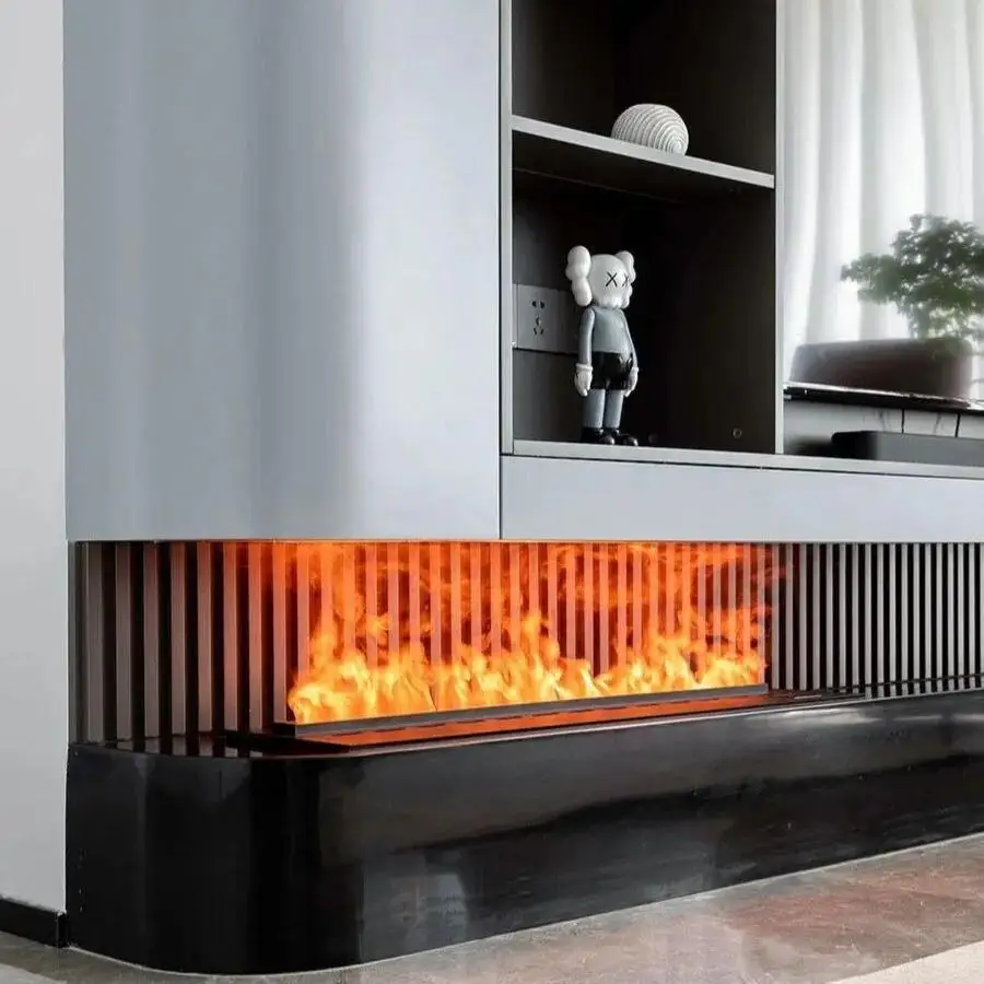 Modern 750mm Silent Mist Electric Fireplace Insert App Remote Control LED Display Metal Heater For Hotel Home Indoor Decor
