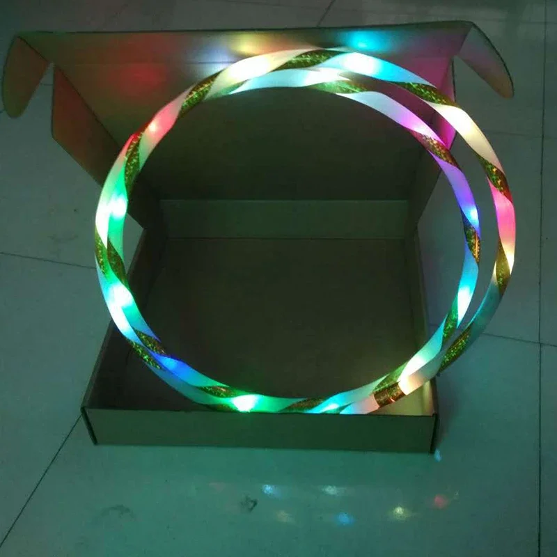 60/70/80/90cm LED Colorful Sports Hoops Lose Weight Fitness Circle Art Show Yoga Home Gym Workout Equipment for Women Kids Gift