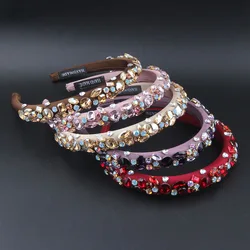 Baroque  Narrow Vintage Rhinestone Hair Accessory Wedding Colored Hairband Headband Adult Hair Accessories Hair Jewley 041