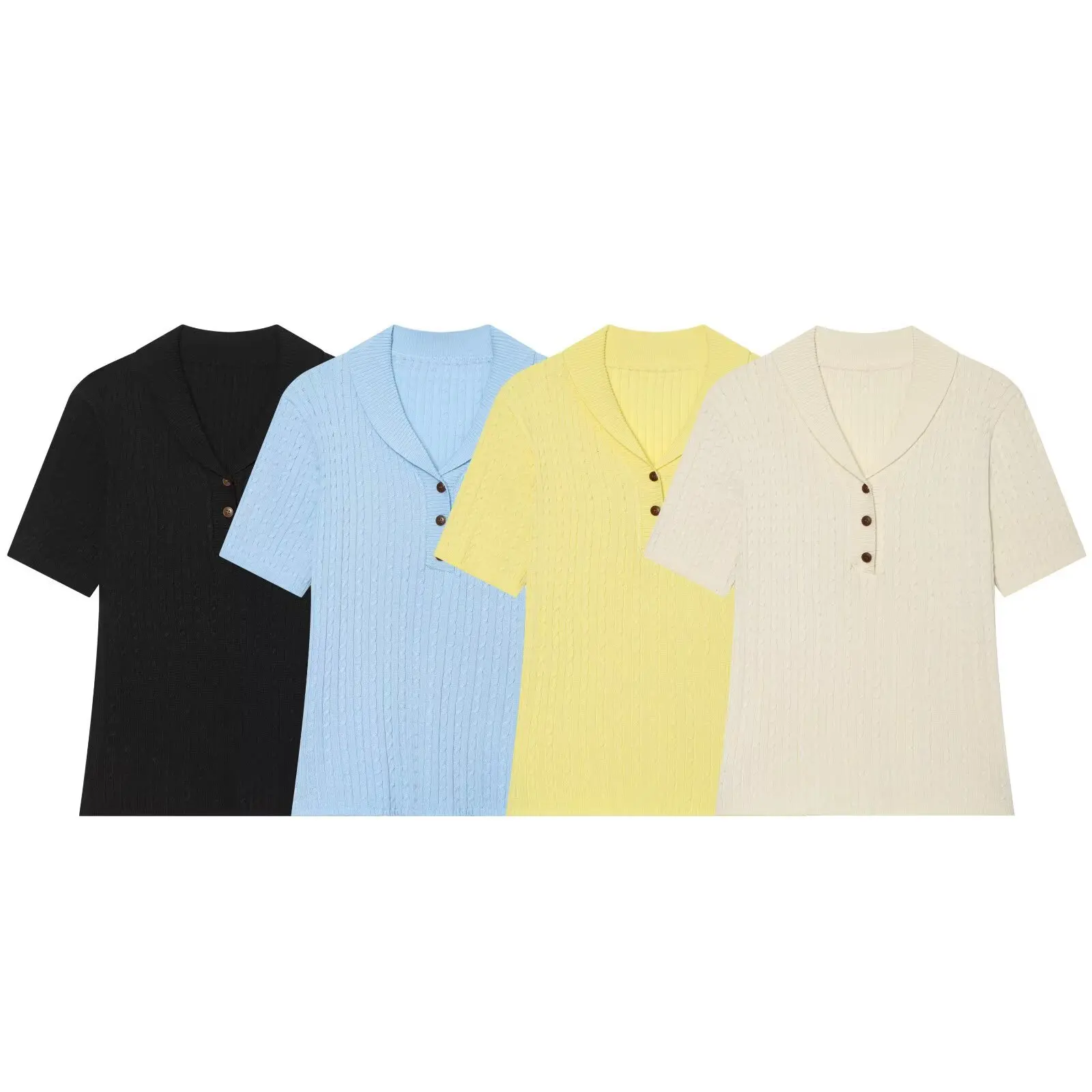 Withered 2026 New Fashion Temperament Women's Short Sleeve Pullover Twisted Fried Dough Twists Polo Woman Clothes Shirts