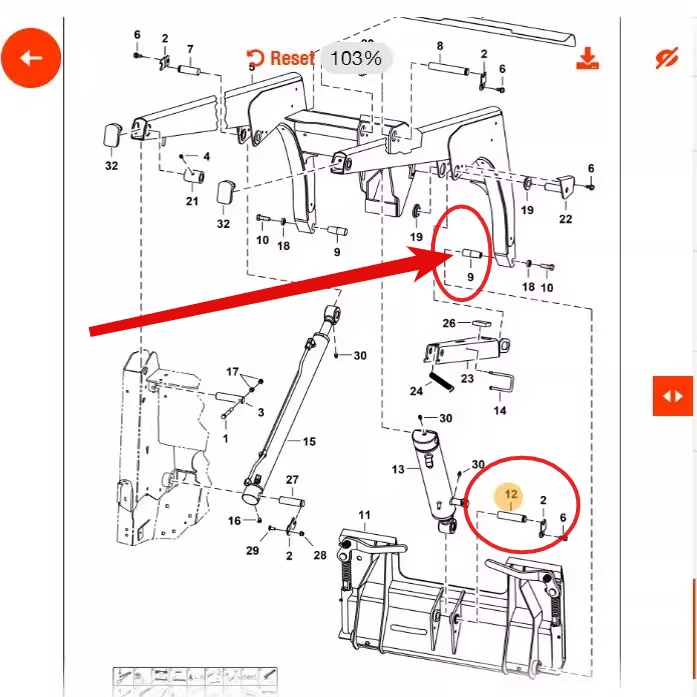 Bobcat S70 Skid Steer Loader Cylinder Upper Pin 6563846 Lower Pin 6731749