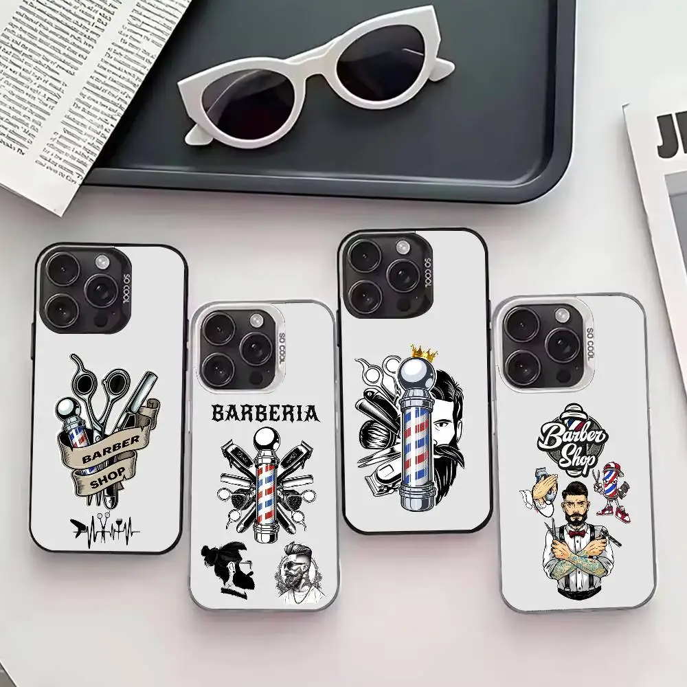 

B-Barber Shop Hair style tools Phone Case For iPhone 17,16,15,14,13,12,11 Plus,Pro Max,XS,Colored silver phone case